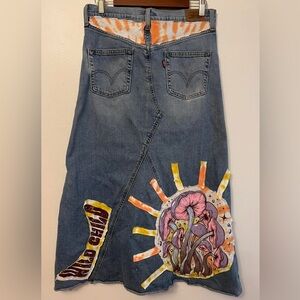 Upcycled Levi’s denim long skirt